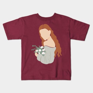 Lady Ginger Hair Flowers Kids T-Shirt